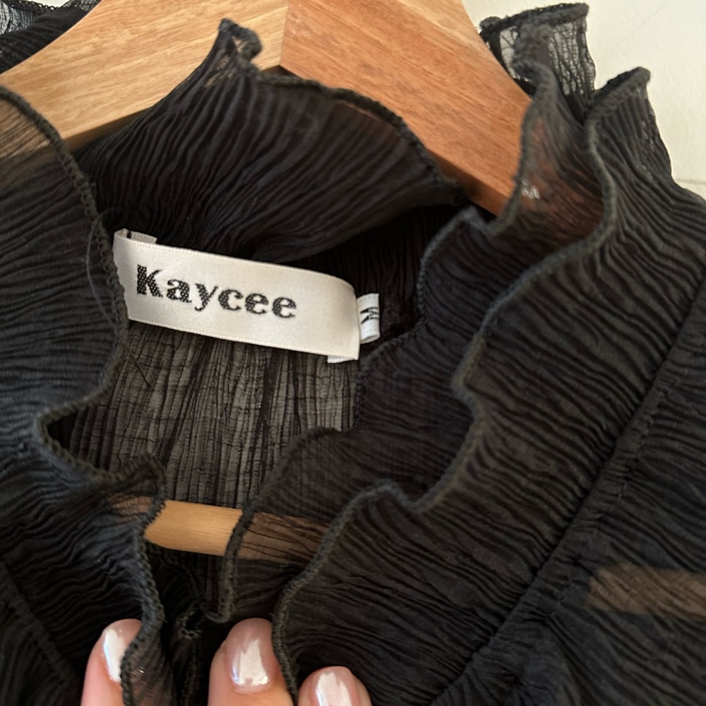 Chic Black Blouse with Sheer Elegance - Picture 2 of 4